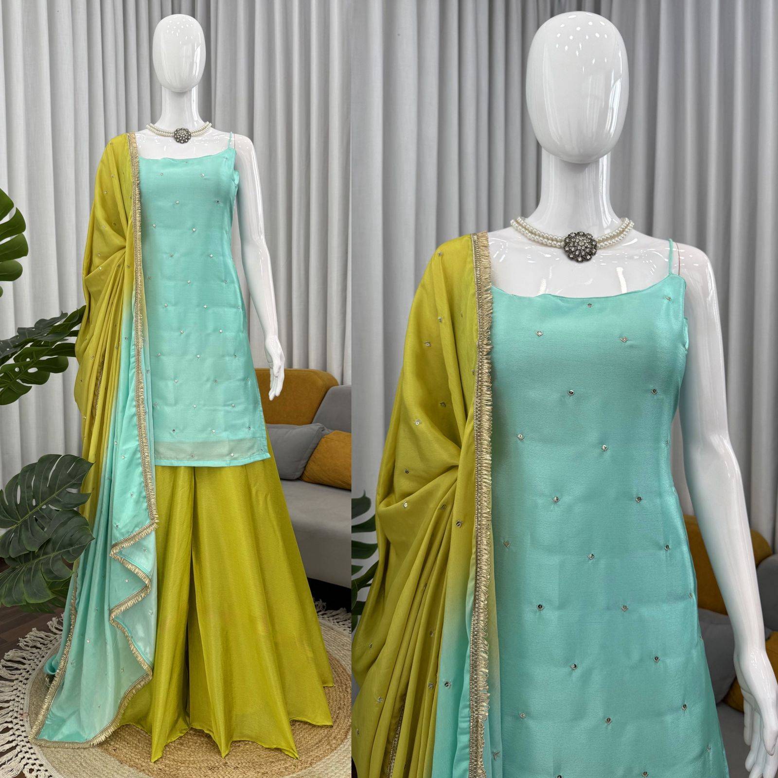 K-5914 by Fashid Ready To Wear Heavy Chinnon Dresses At Wholesale Price